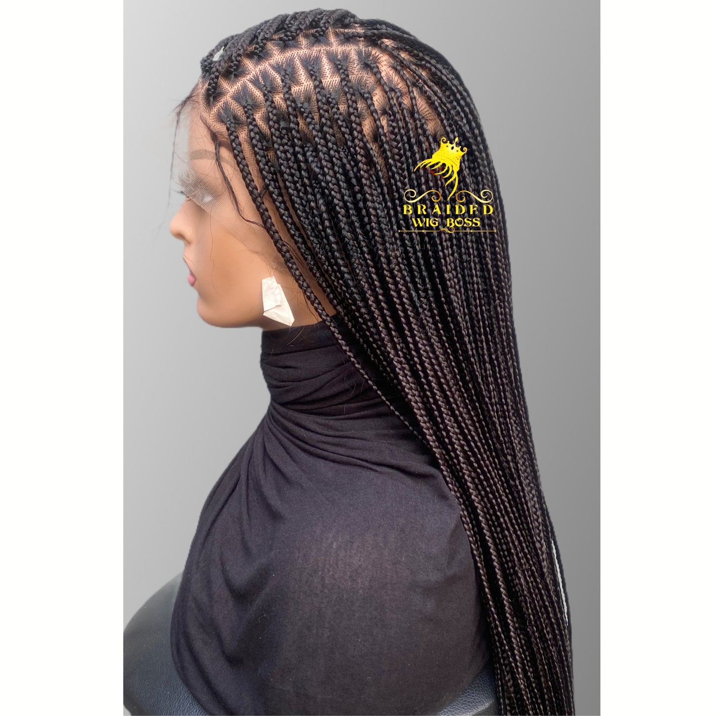 Knotless Braid Wig Full Lace Braided Wig for Black Women Customizable Length/Color Glueless Braided Wig Natural Hairline Handmade Protective
