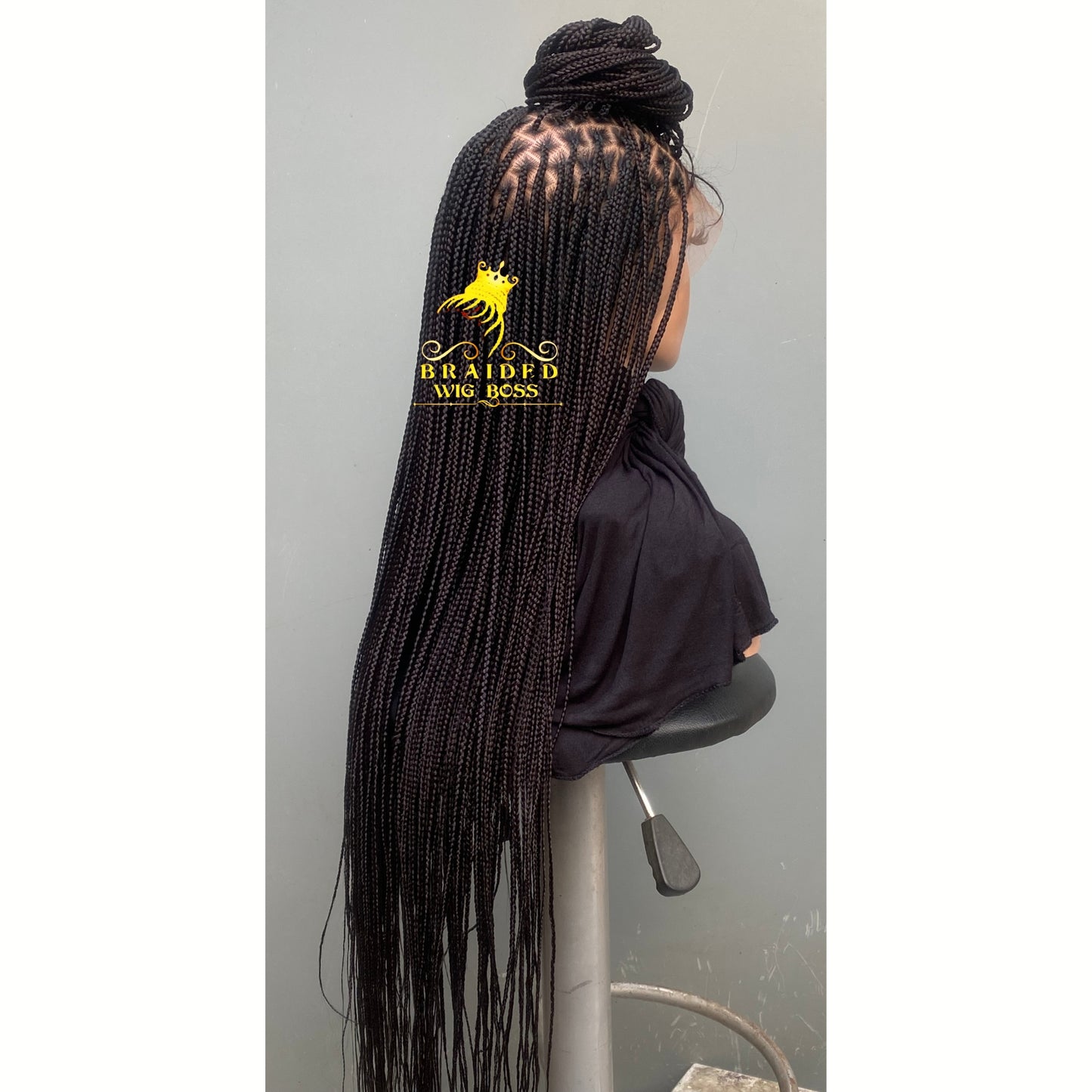 Knotless Braid Wig Full Lace Braided Wig for Black Women Customizable Length/Color Glueless Braided Wig Natural Hairline Handmade Protective