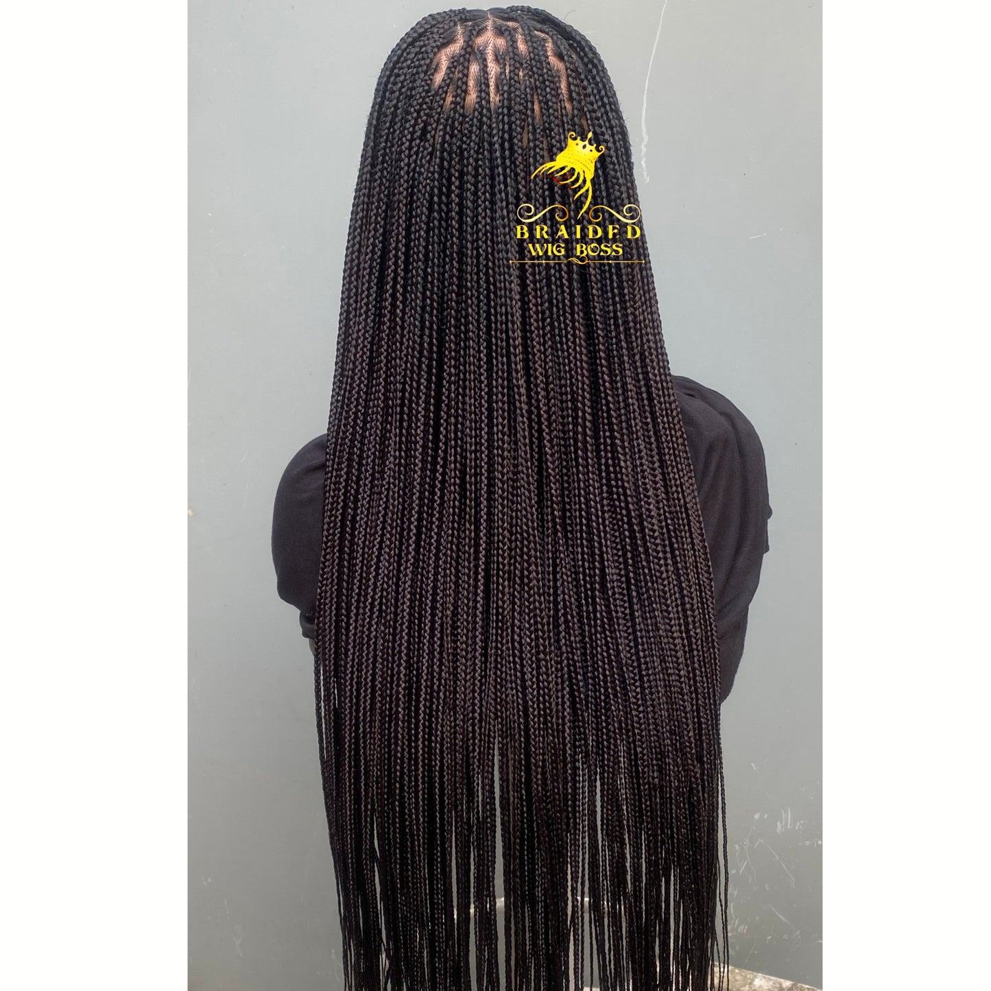 Knotless Braid Wig Full Lace Braided Wig for Black Women Customizable Length/Color Glueless Braided Wig Natural Hairline Handmade Protective