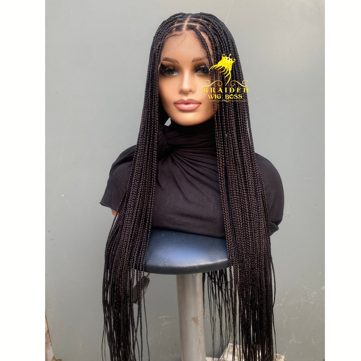 Knotless Braid Wig Full Lace Braided Wig for Black Women Customizable Length/Color Glueless Braided Wig Natural Hairline Handmade Protective