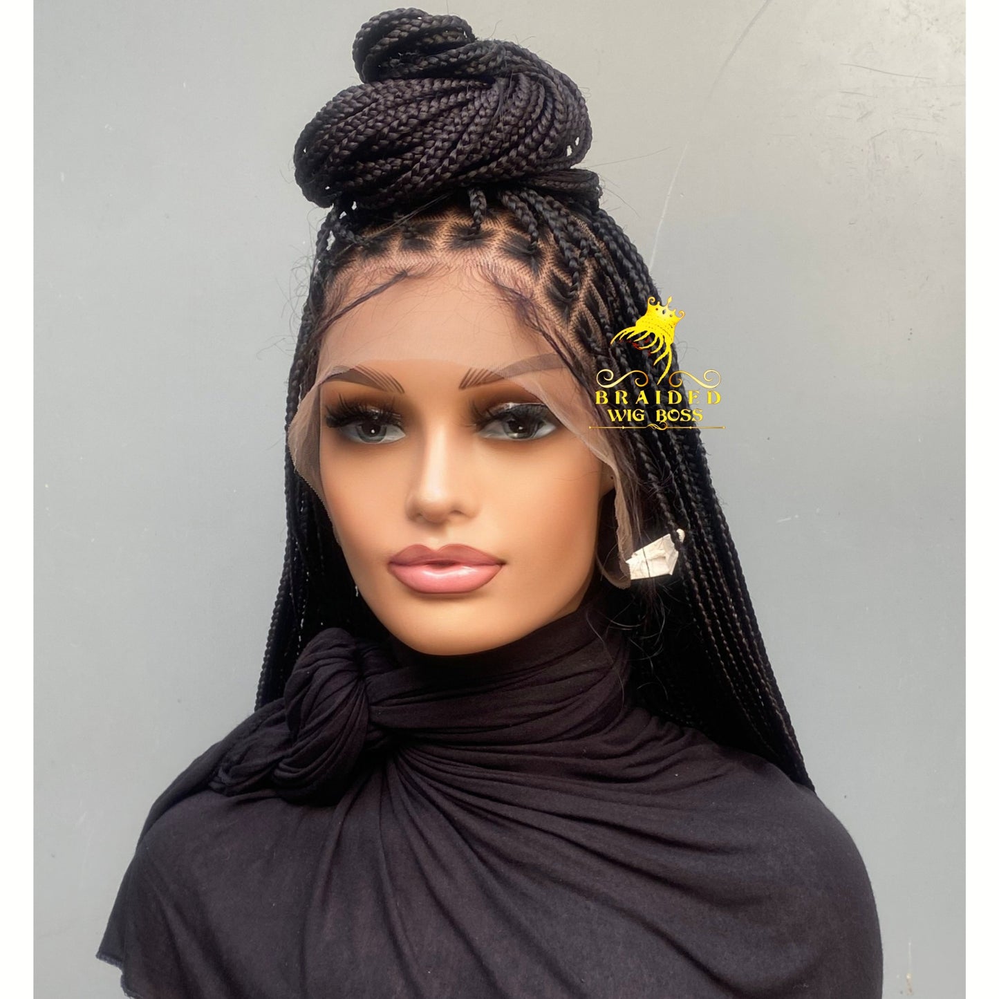 Knotless Braid Wig Full Lace Braided Wig for Black Women Customizable Length/Color Glueless Braided Wig Natural Hairline Handmade Protective