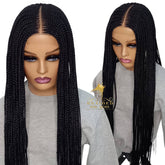 Cornrow braided wig on 2 by 6 Kim K closure lace front for women 32 inches long Long Light Weight Box Braid Wig for Black Women