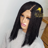 12" Short Micro Twist Braided Wig on 2*4 Lace Front Left Side Parting Available in Other Colors Tiny Synthetic Twisted Wigs for Black Women
