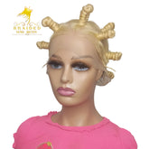 Blonde Bantu Knot Wig On Braided Full Lace Wig For Black Women- Short braid wig