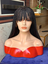 18 Inch Box Braid Wig with Bangs for Women – Made on Full lace wig - Customizable Length & Color – Handmade Braided Wig with Fringes – Natural Look Protective Wig