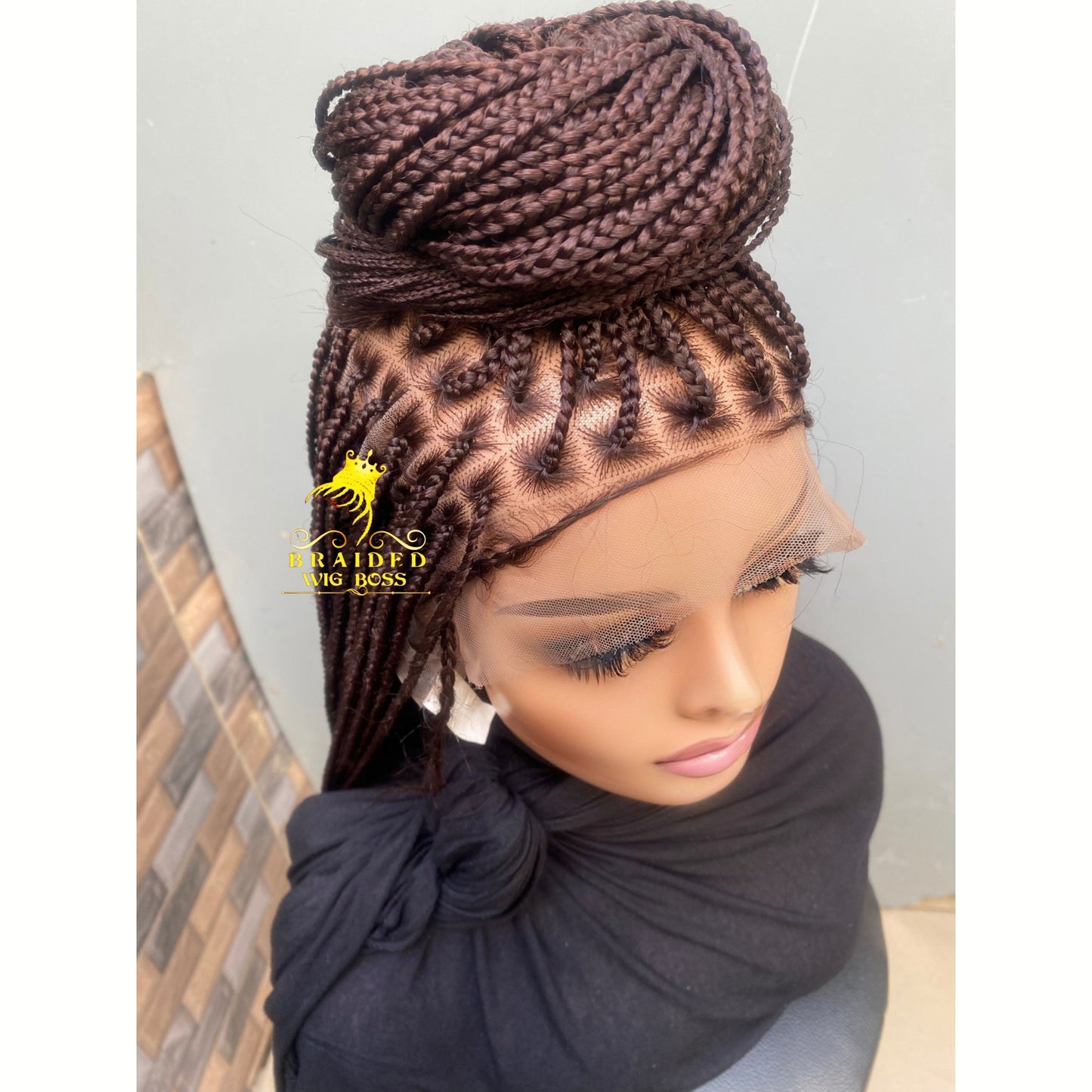 Full Lace Knotless Braid Wig in Color 33 Handmade Long Braided Wig Customizable Length Color & Cap Size Natural Hairline Wig