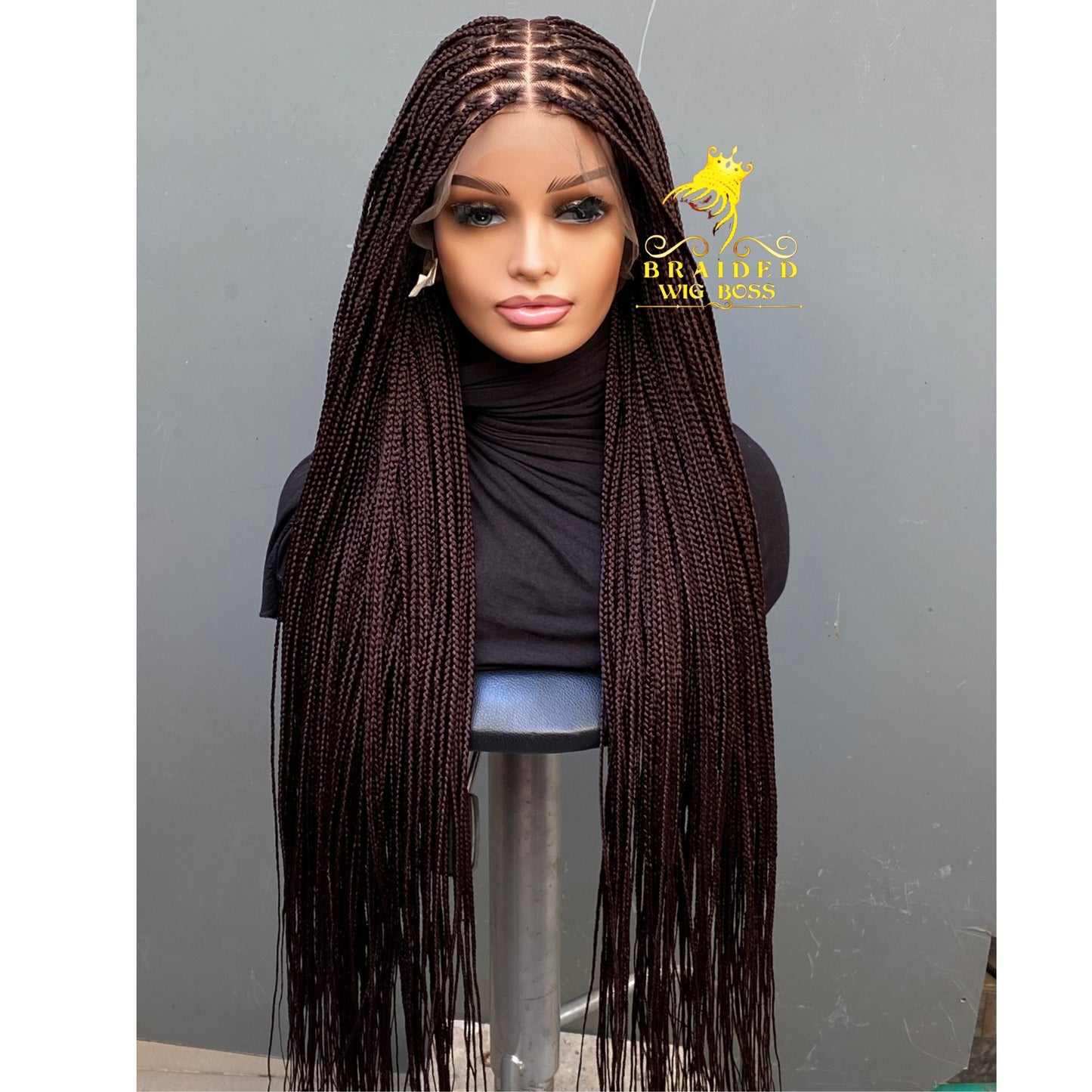 Full Lace Knotless Braid Wig in Color 33 Handmade Long Braided Wig Customizable Length Color & Cap Size Natural Hairline Wig