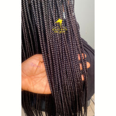 Knotless Braid Wig Full Lace Braided Wig for Black Women Customizable Length/Color Glueless Braided Wig Natural Hairline Handmade Protective
