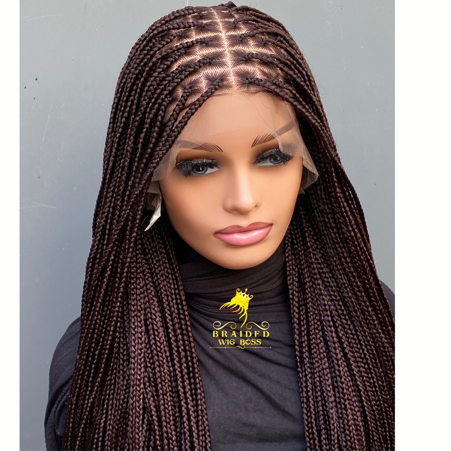 Full Lace Knotless Braid Wig in Color 33 Handmade Long Braided Wig Customizable Length Color & Cap Size Natural Hairline Wig