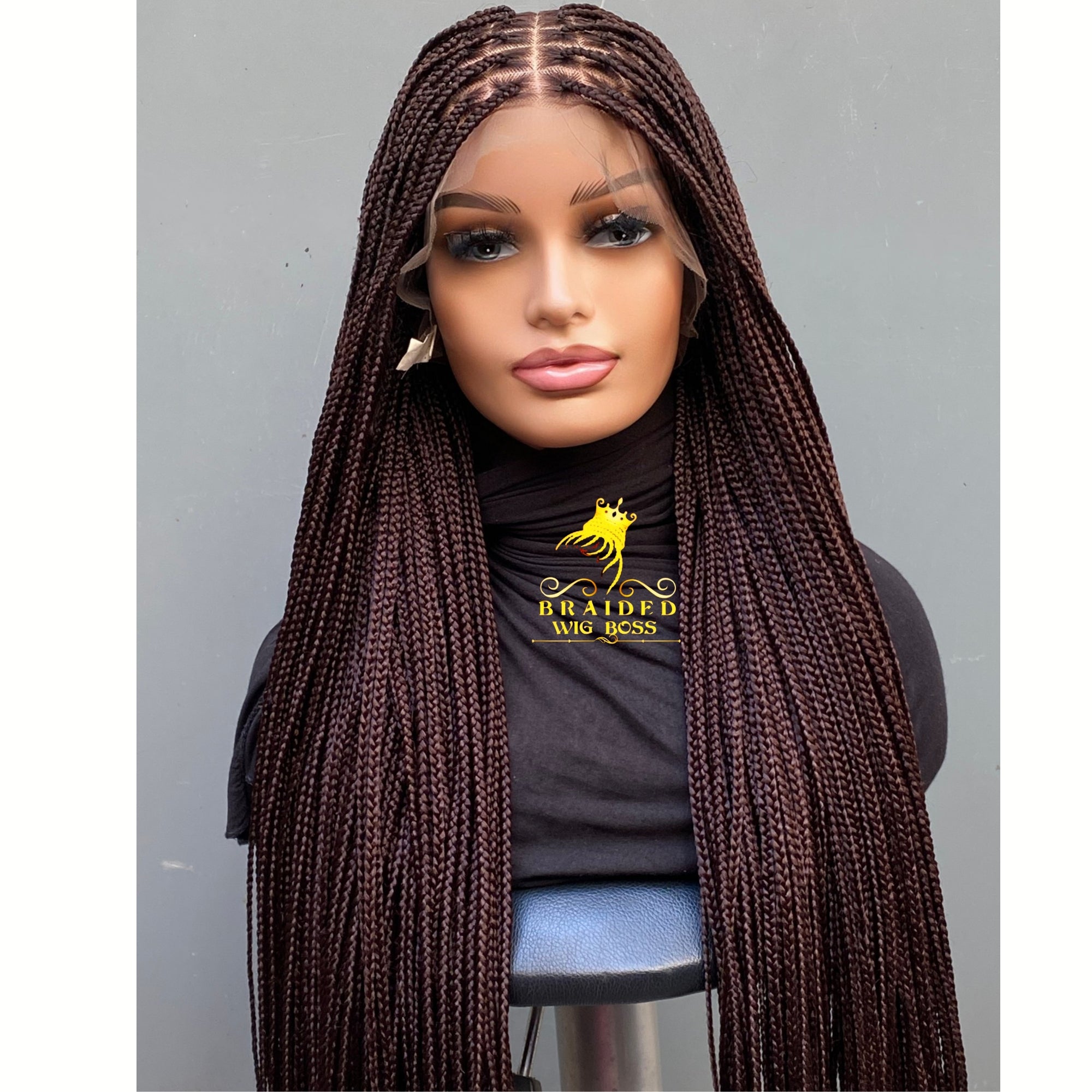 Full Lace Knotless Braid Wig in Color 33 Handmade Long Braided Wig Customizable Length Color & Cap Size Natural Hairline Wig