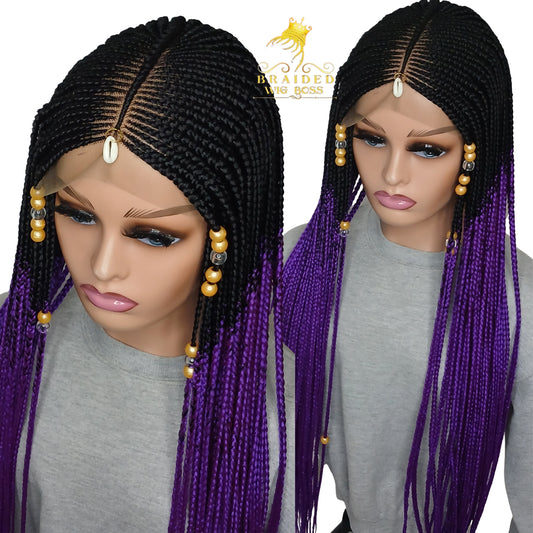 New Cornrow Braided Wig For Black Women On 4*4 Braided Lace Front Wig Glueless Handmade African Cornrow Wig Available In All Color Braid Wig