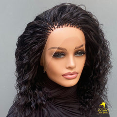 Luxury Curly Human Hair Micro Box Braid Wig – 100% HD Full Lace, 12" Handmade Braided Wig for Women, Bleached Knots, Reusable & Natural Look