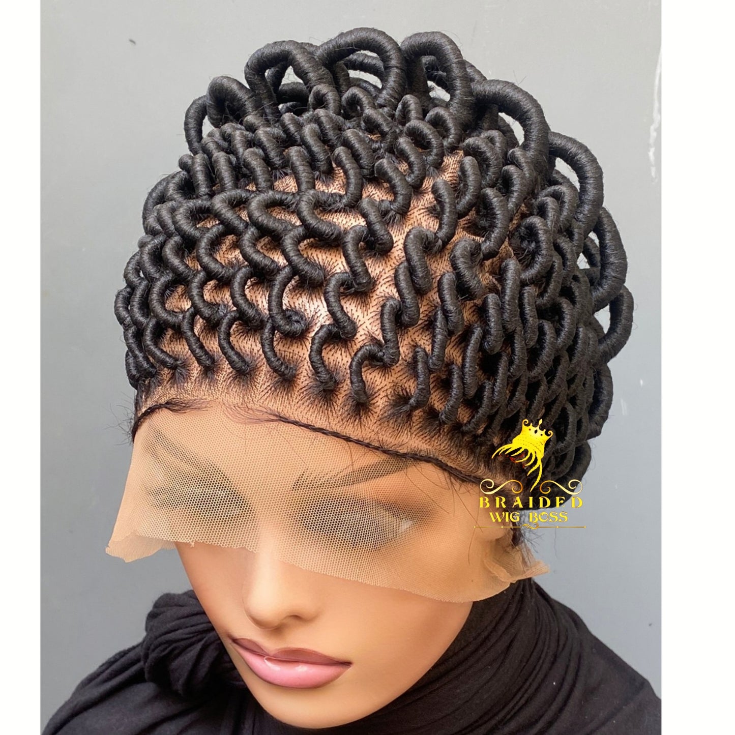 Handmade African Crochet Cornrow Braided Wig on Full Lace Short Customizable Black Braid Wig for Women Lightweight Natural-Looking Protective Wig