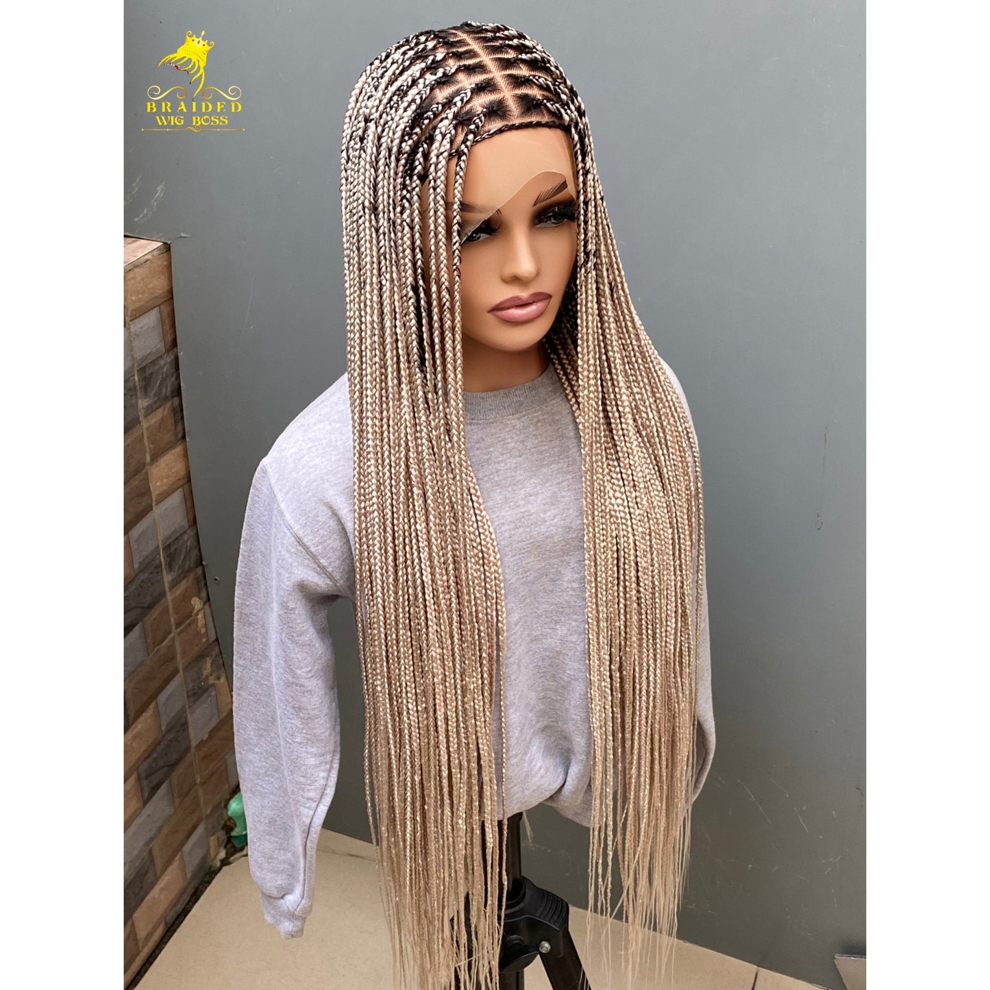 Knotless Braid Wigs For Black Women Customisable Handmade Braided Wig On Full Lace Glueless Protective Styles African-inspired braided wigs