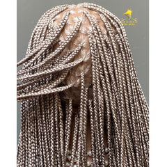 Salt & Pepper Knotless Braided Wig - Full Lace Braided Wig for Women - Handmade Natural Hairline Wig - Customizable & Lightweight Protective Style Wig