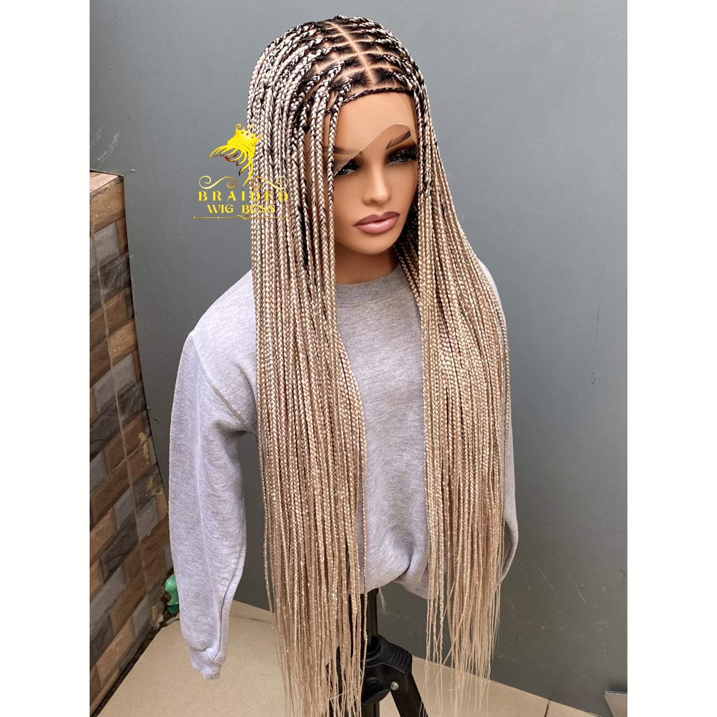 Knotless Braided Wigs for Black Women on Full Lace Wig Customisable Glueless Box Braid Wig Handmade Braided Lace Wig Lightweight