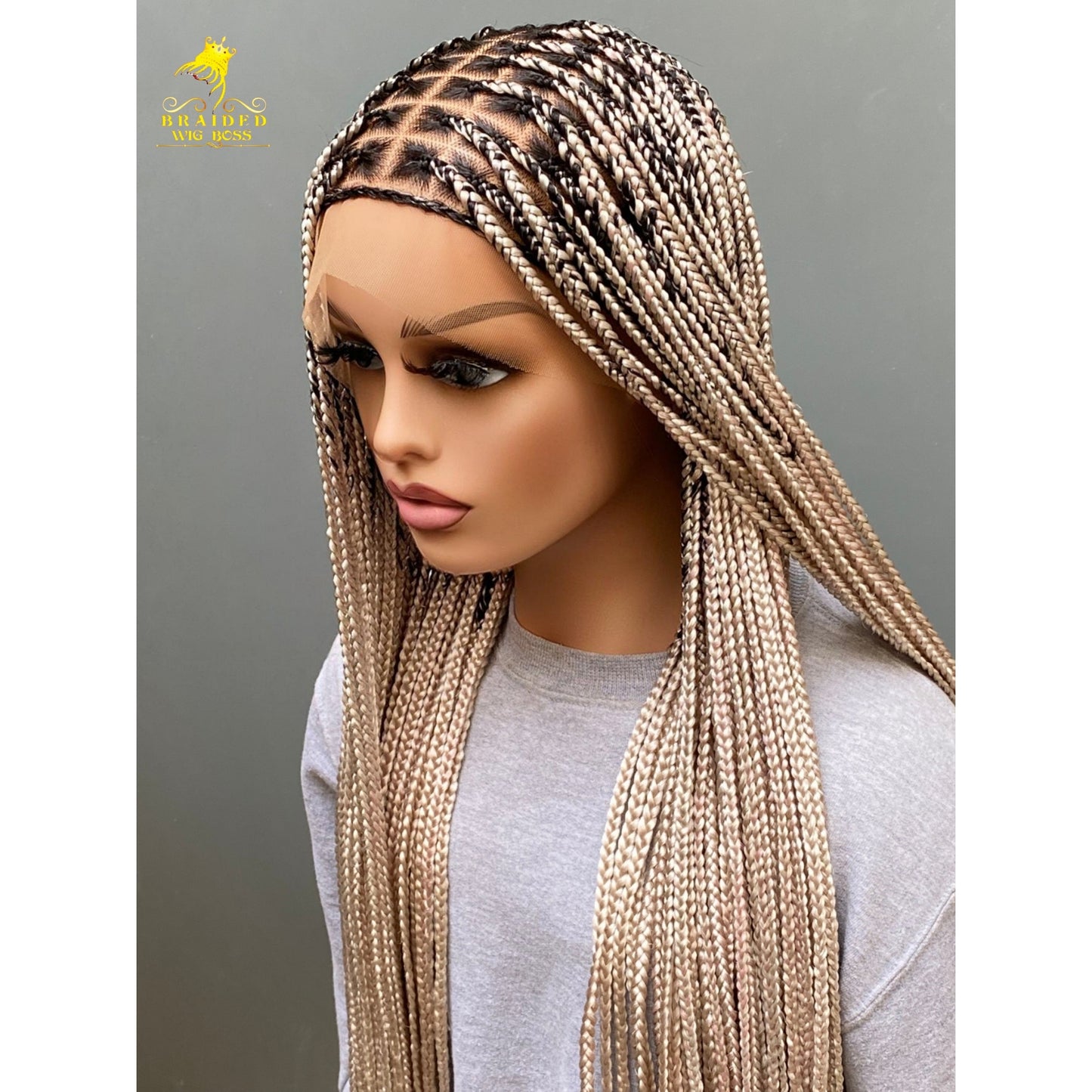 Knotless Braid Wigs For Black Women Customisable Handmade Braided Wig On Full Lace Glueless Protective Styles African-inspired braided wigs