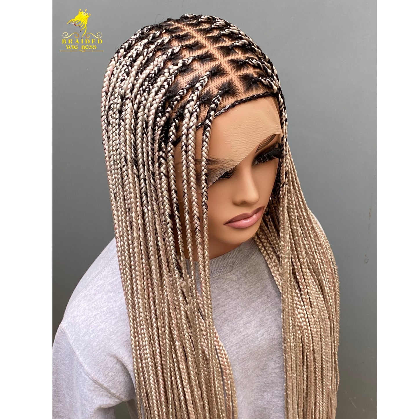 Knotless Braid Wigs For Black Women Customisable Handmade Braided Wig On Full Lace Glueless Protective Styles African-inspired braided wigs