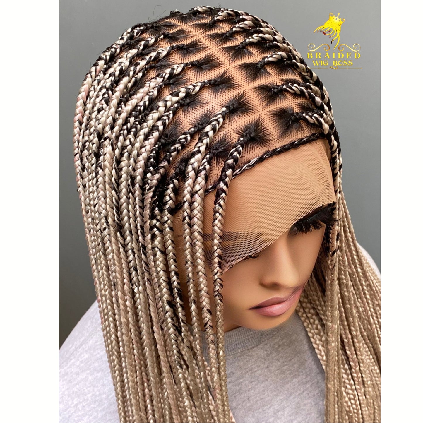 Knotless Braided Wigs for Black Women on Full Lace Wig Customisable Glueless Box Braid Wig Handmade Braided Lace Wig Lightweight