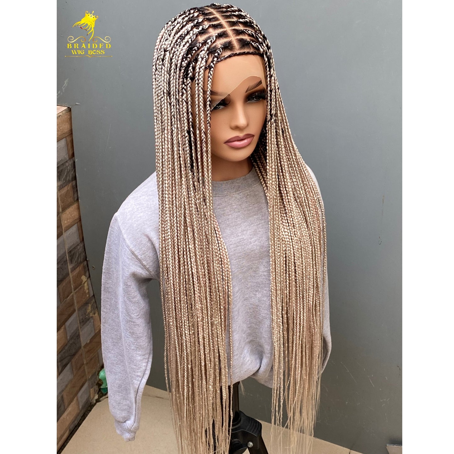 Knotless Braid Wigs For Black Women Customisable Handmade Braided Wig On Full Lace Glueless Protective Styles African-inspired braided wigs