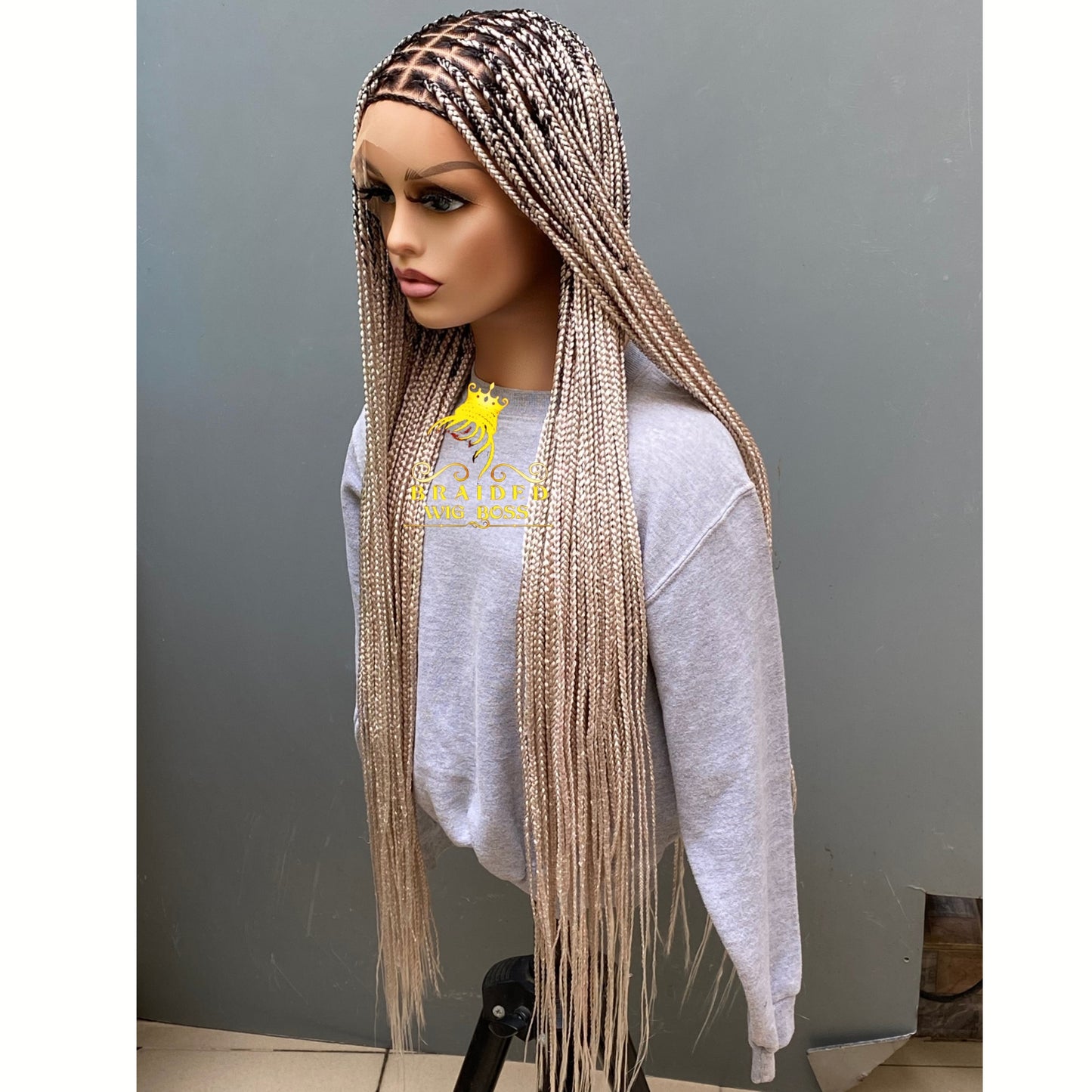 Knotless Braided Wigs for Black Women on Full Lace Wig Customisable Glueless Box Braid Wig Handmade Braided Lace Wig Lightweight