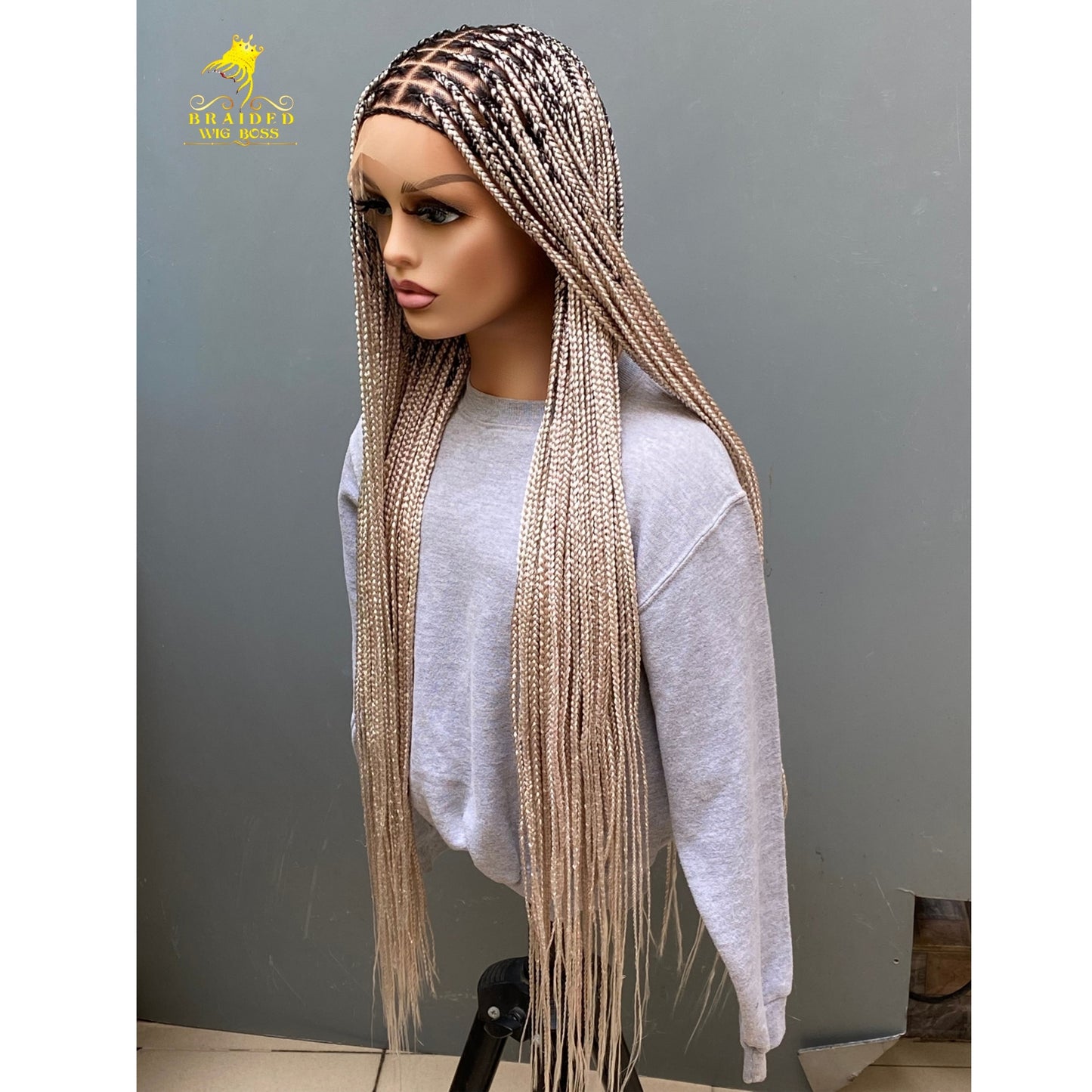 Knotless Braid Wigs For Black Women Customisable Handmade Braided Wig On Full Lace Glueless Protective Styles African-inspired braided wigs