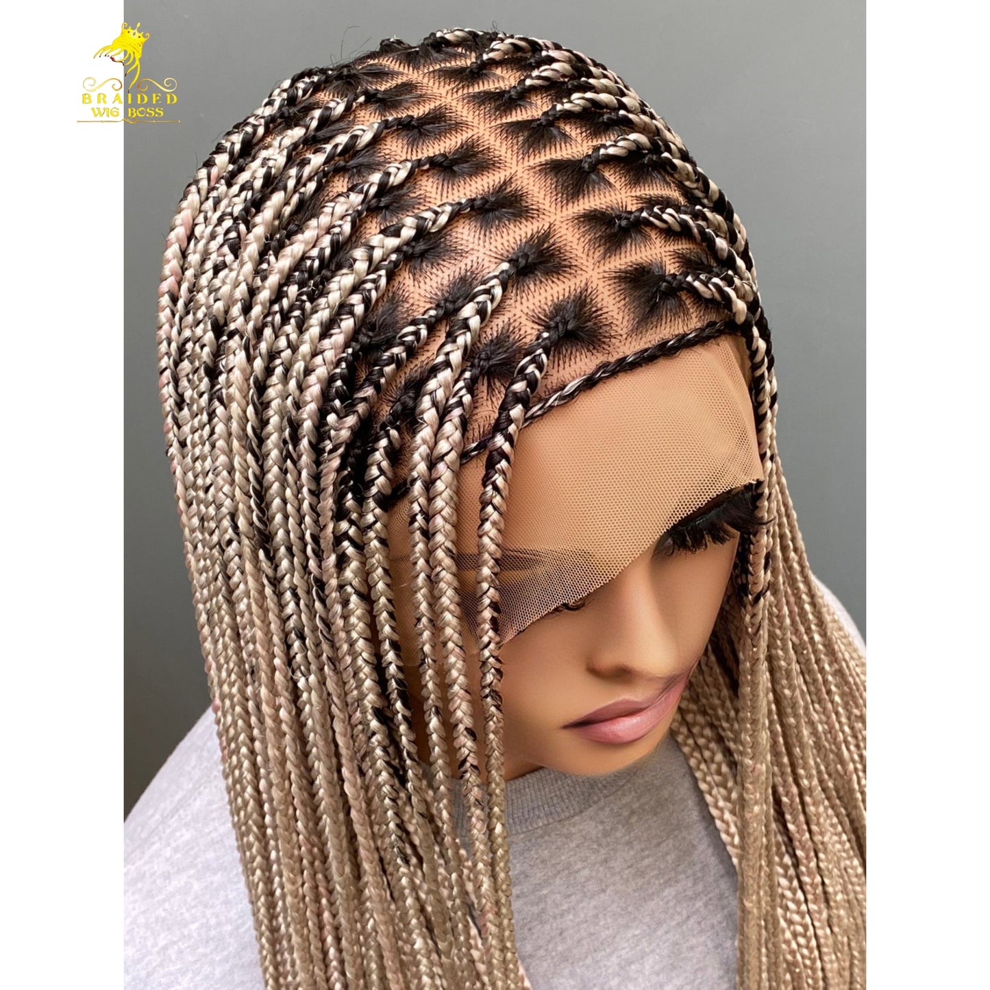 Knotless Braid Wigs For Black Women Customisable Handmade Braided Wig On Full Lace Glueless Protective Styles African-inspired braided wigs