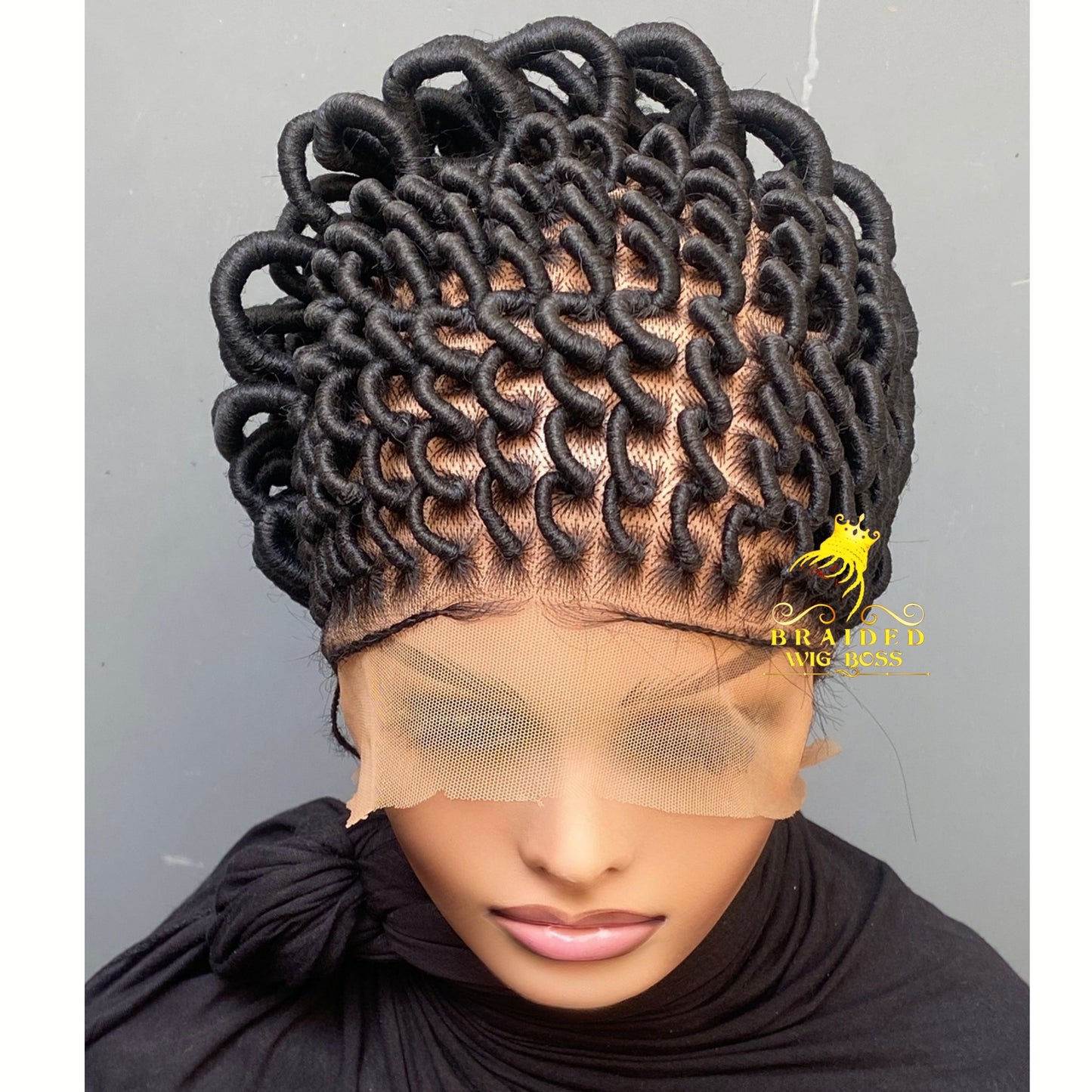 Handmade African Crochet Cornrow Braided Wig on Full Lace Short Customizable Black Braid Wig for Women Lightweight Natural-Looking Protective Wig