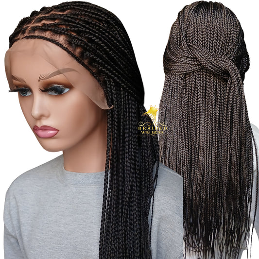 Knotless Braid Wig Available In Full Lace Braid Wig and Braided Lace Front Wig Box Braided Wigs For Black Women With Human Hair Baby Hairs