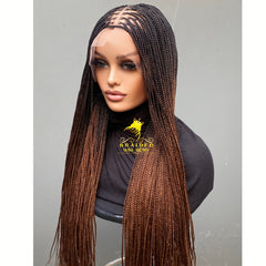 Full Lace Knotless Braid Wig in Ombre B29 Color Handmade Long Braided Wig Customizable Length Color & Cap Size Natural Hairline Wig