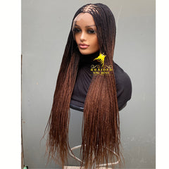 Full Lace Knotless Braid Wig in Ombre B29 Color Handmade Long Braided Wig Customizable Length Color & Cap Size Natural Hairline Wig