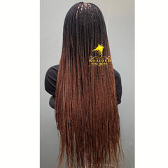 Full Lace Knotless Braid Wig in Ombre B29 Color Handmade Long Braided Wig Customizable Length Color & Cap Size Natural Hairline Wig