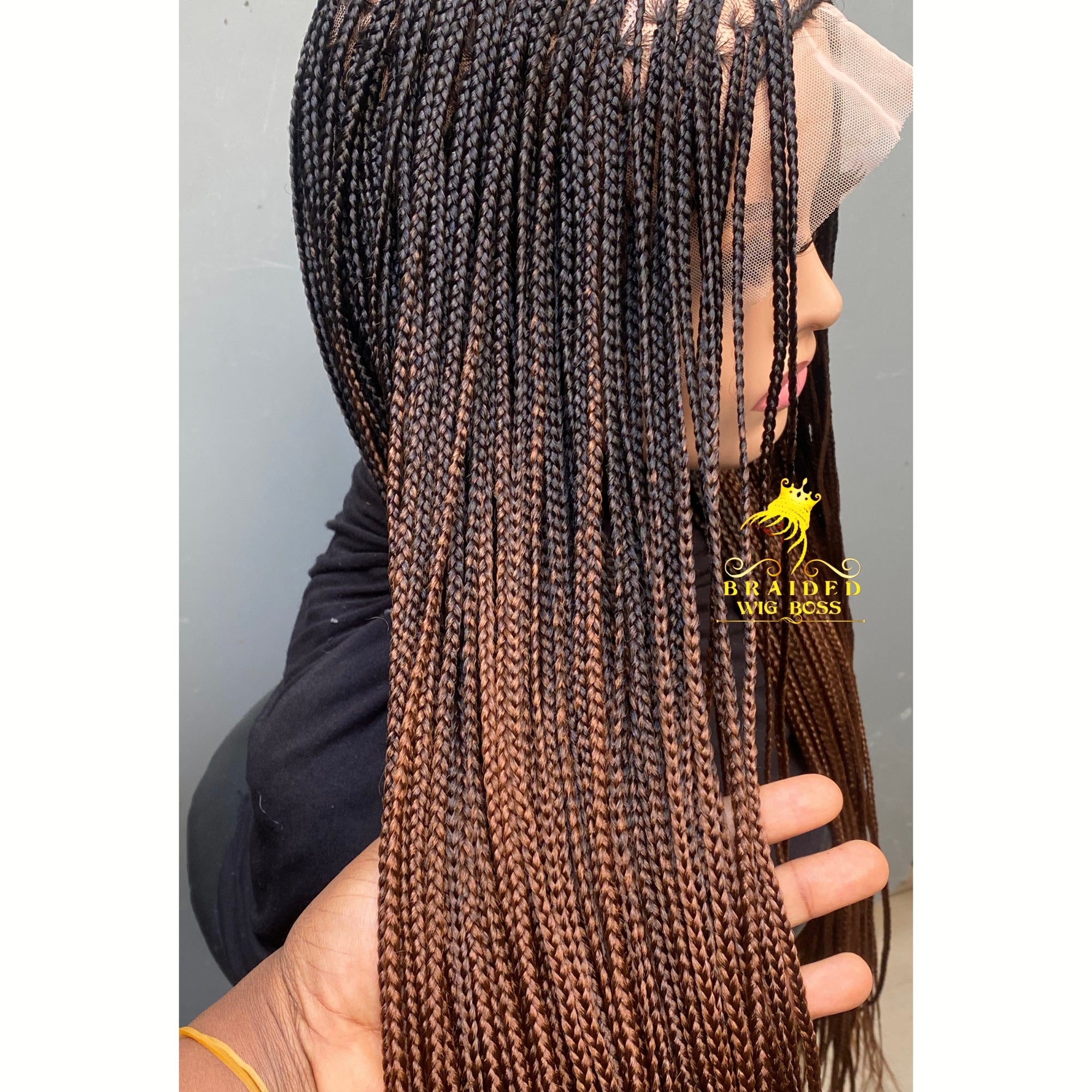 Full Lace Knotless Braid Wig in Ombre B29 Color Handmade Long Braided Wig Customizable Length Color & Cap Size Natural Hairline Wig