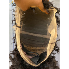 Cornrow Braided Wig with Curly Human Hair Top | Full Lace Braided Wig for Black Women | Natural Black 1B Braid Wig | Lightweight Handmade Wig