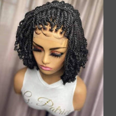 12” Kinky Twist Braided Lace Front Wig for Black Women – 6x6 Closure Wig in Natural Colors 1, 1B, 17 & 33 – Lightweight & Protective Style