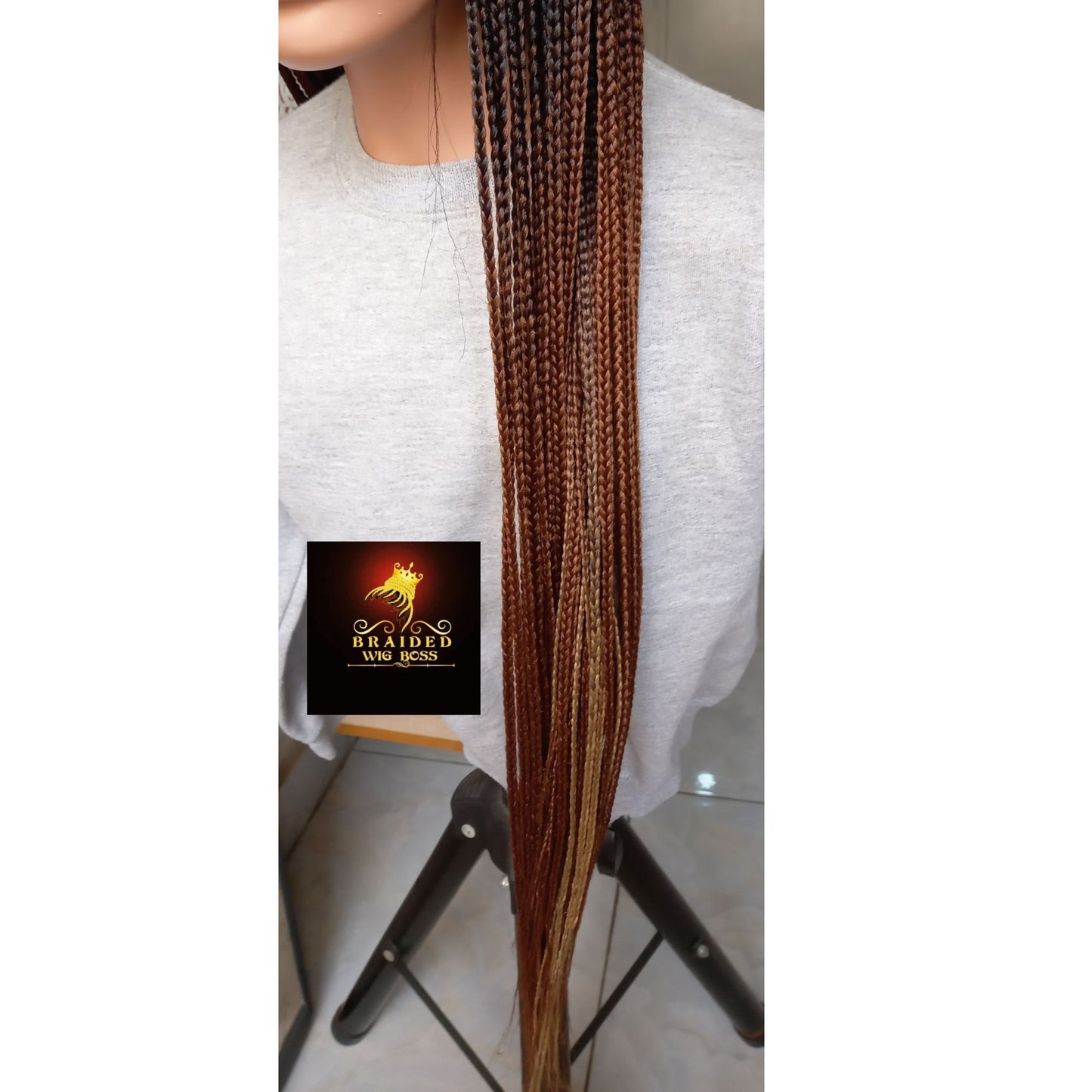 Ombre Knotless Braided Wig for Black Women On Color B29 Available on Full Lace Wig Box Braid Wig