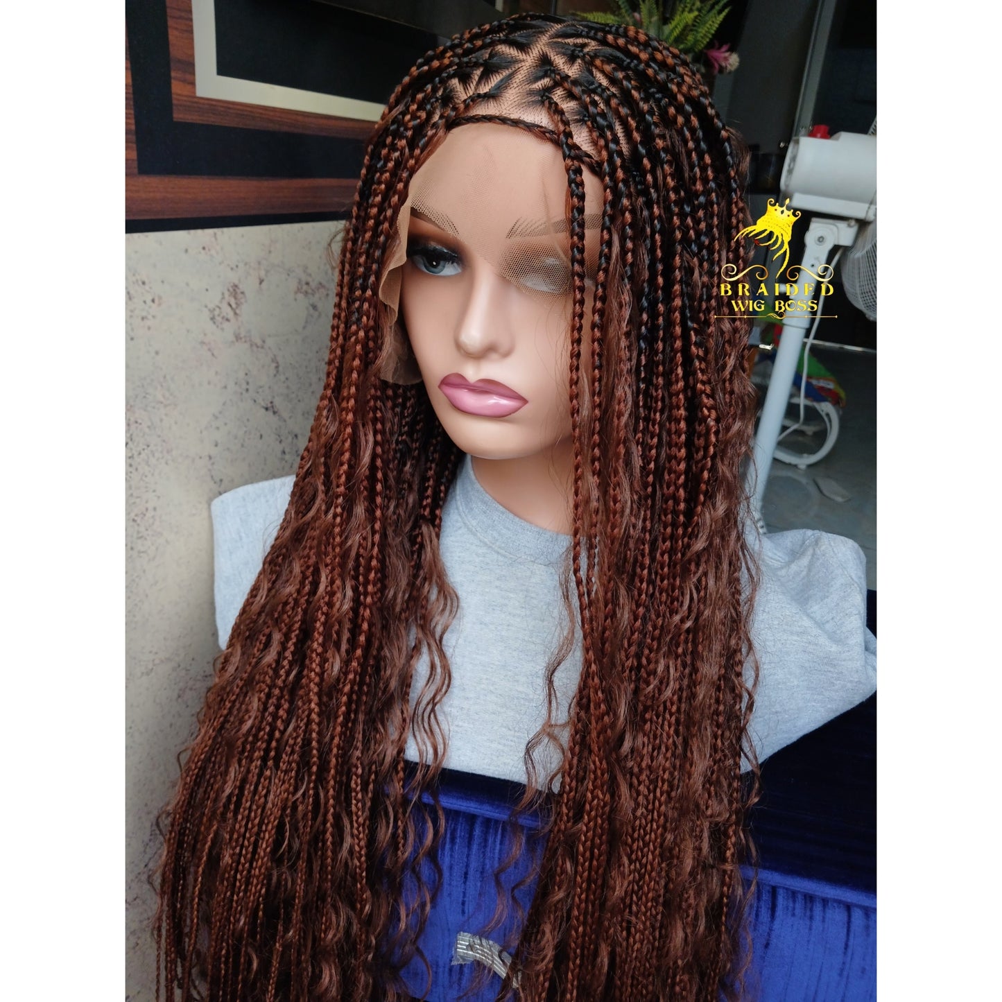 Boho Knotless Braided Wigs For Women on Full Lace Wig  Box Glueless Braid Wig for Black Women