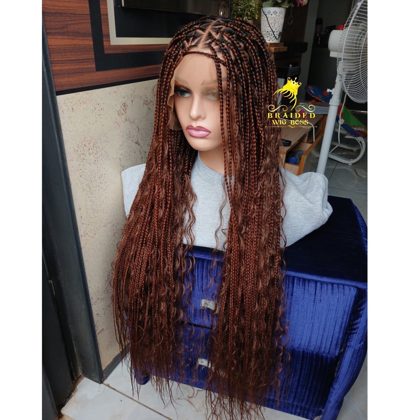 Boho Knotless Braided Wigs For Women on Full Lace Wig  Box Glueless Braid Wig for Black Women