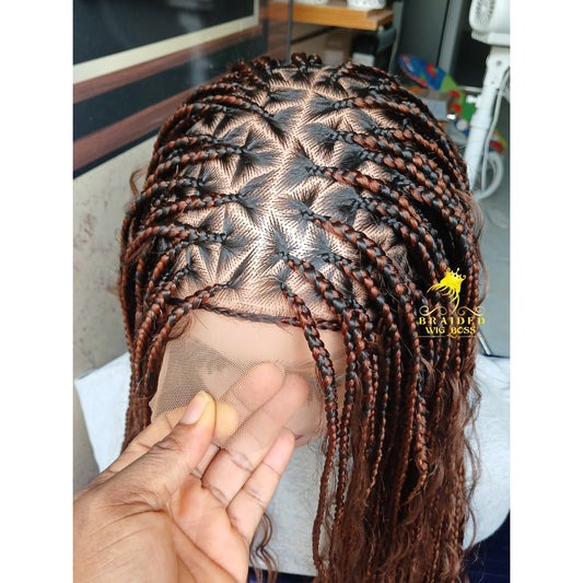 Boho Knotless Braided Wigs For Women on Full Lace Wig  Box Glueless Braid Wig for Black Women