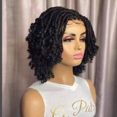 12” Kinky Twist Braided Lace Front Wig for Black Women – 6x6 Closure Wig in Natural Colors 1, 1B, 17 & 33 – Lightweight & Protective Style