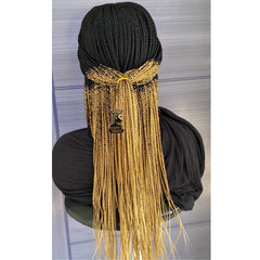 2x6 Cornrow Braided Wig for Women with Adjustable Band & Combs, Customizable Length and Color, Natural Looking Synthetic Lace Front Wig