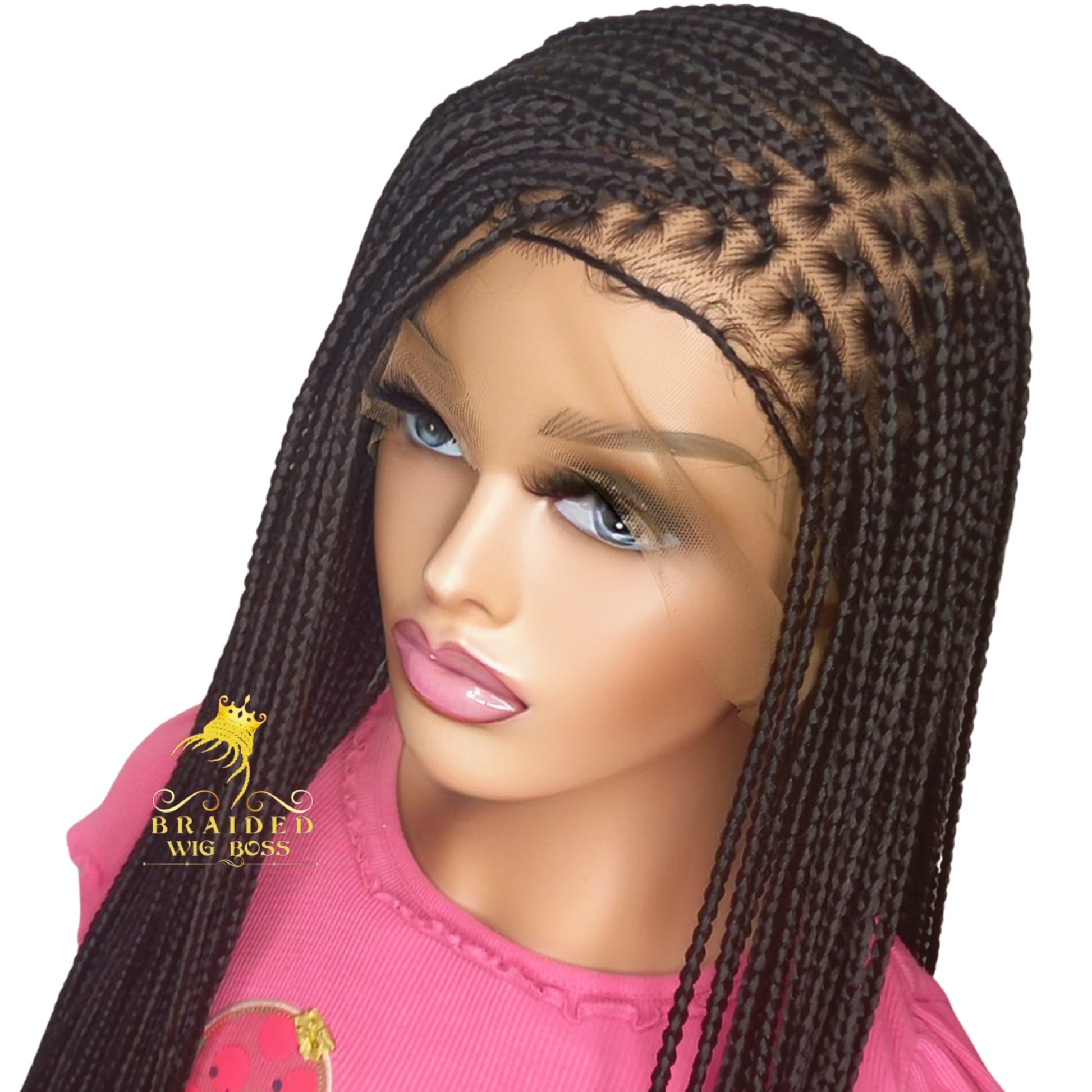 Knotless Braided Wigs For Black Women On 13*6 Braided Lace Front Wig With Human Hair Baby Hairs Color 2 Box Braid Wig Realistic Synthetic Glueless Braids - BRAIDED WIG BOSS