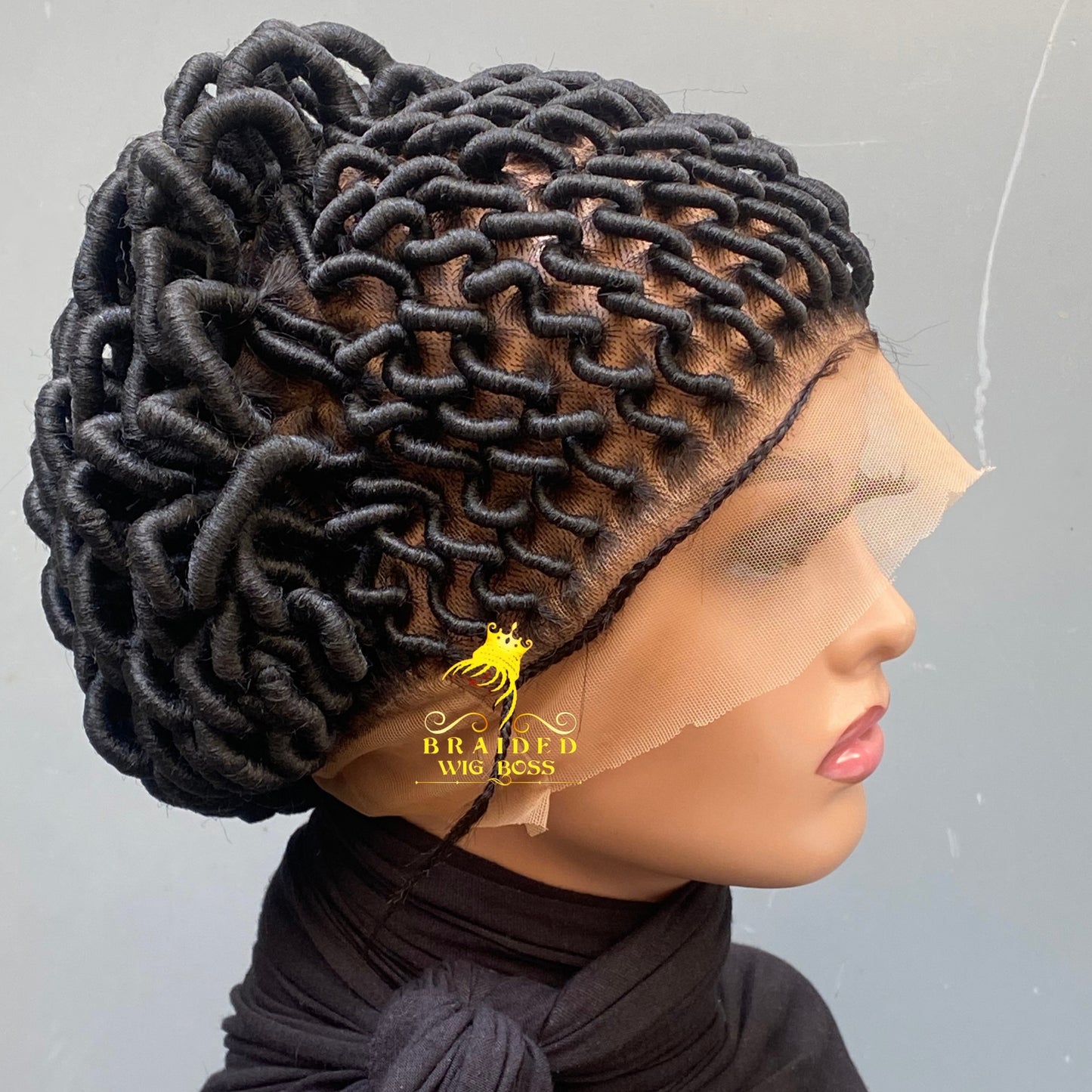 Handmade African Crochet Cornrow Braided Wig on Full Lace Short Customizable Black Braid Wig for Women Lightweight Natural-Looking Protective Wig