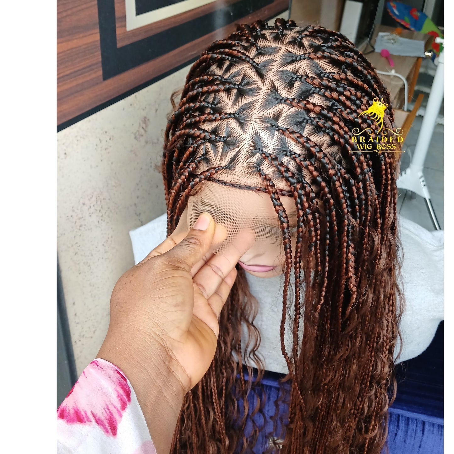 Boho Knotless Braided Wigs For Women on Full Lace Wig  Box Glueless Braid Wig for Black Women