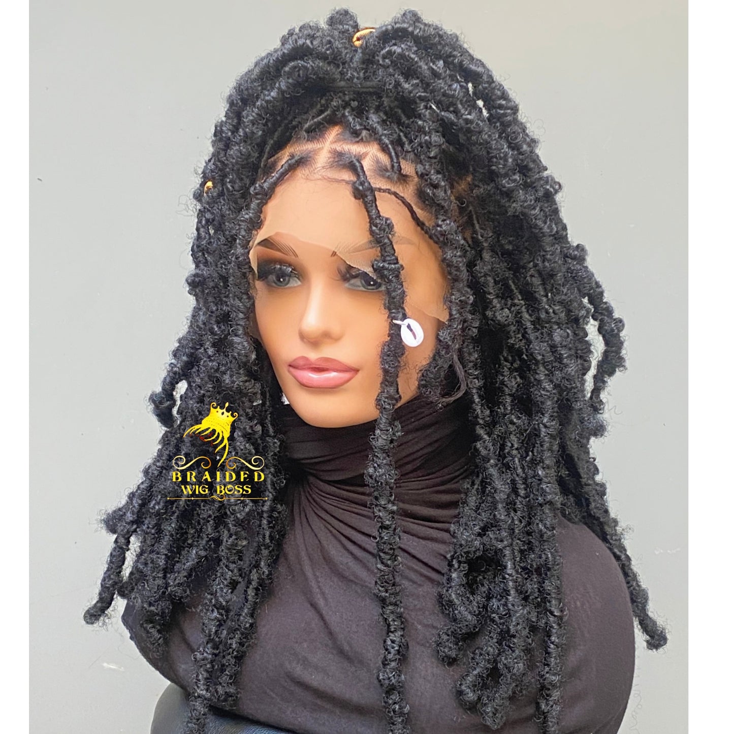 Full Lace Short Butterfly Locs Wig - Handmade Lightweight Faux Locs for Natural Black Hairstyle Protective Styling Dreadlock Wig Braided Wig