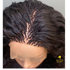 Luxury Curly Human Hair Micro Box Braid Wig – 100% HD Full Lace, 12" Handmade Braided Wig for Women, Bleached Knots, Reusable & Natural Look