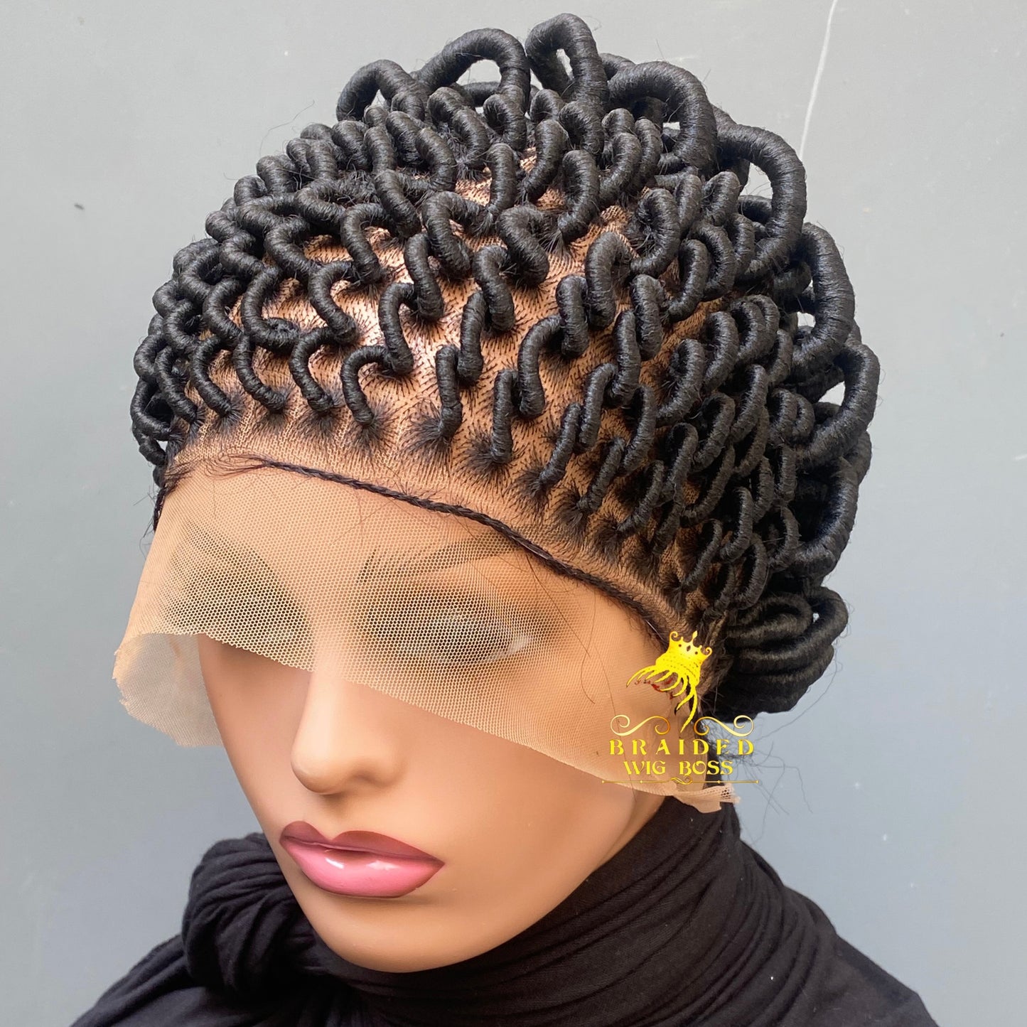 Handmade African Crochet Cornrow Braided Wig on Full Lace Short Customizable Black Braid Wig for Women Lightweight Natural-Looking Protective Wig