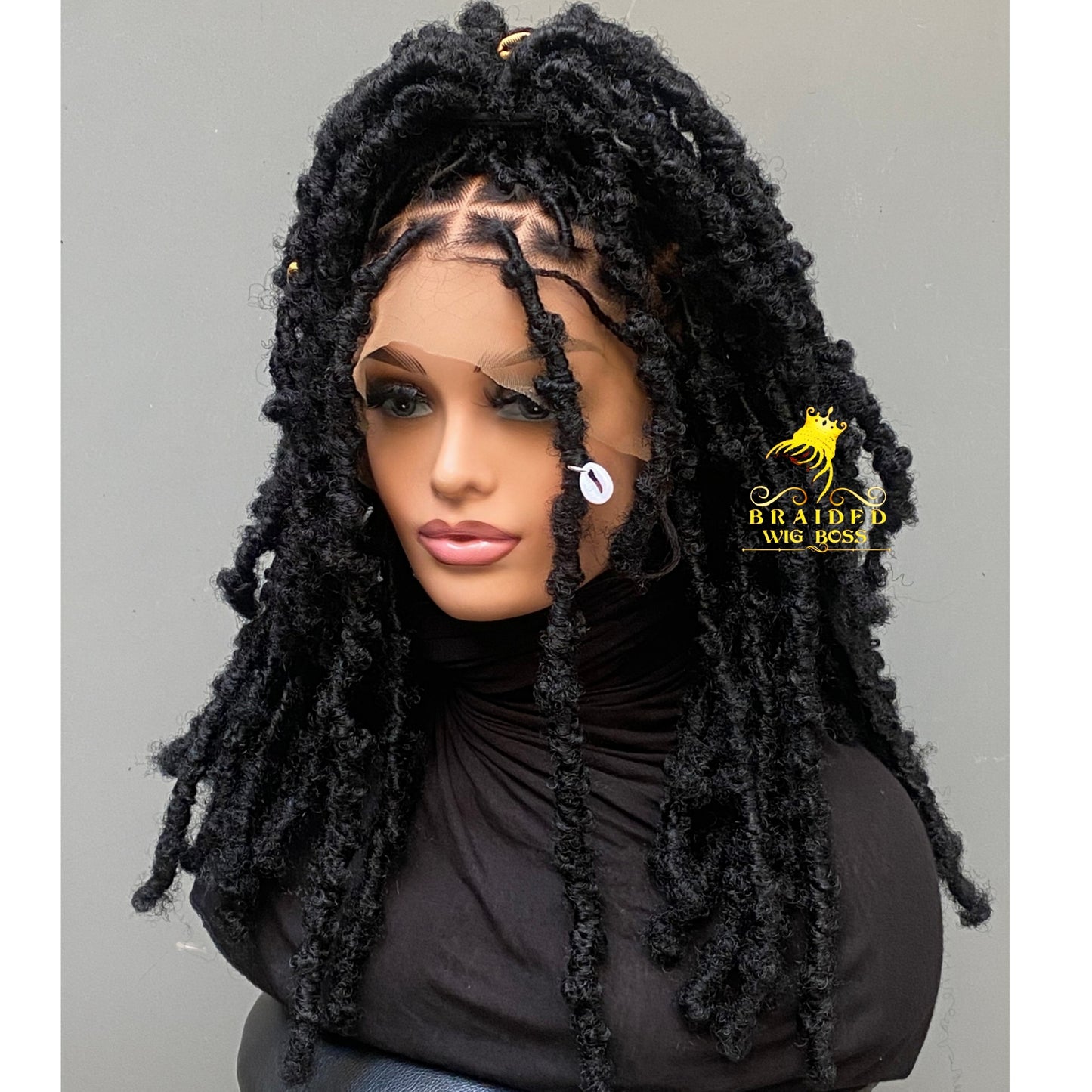 Full Lace Short Butterfly Locs Wig - Handmade Lightweight Faux Locs for Natural Black Hairstyle Protective Styling Dreadlock Wig Braided Wig