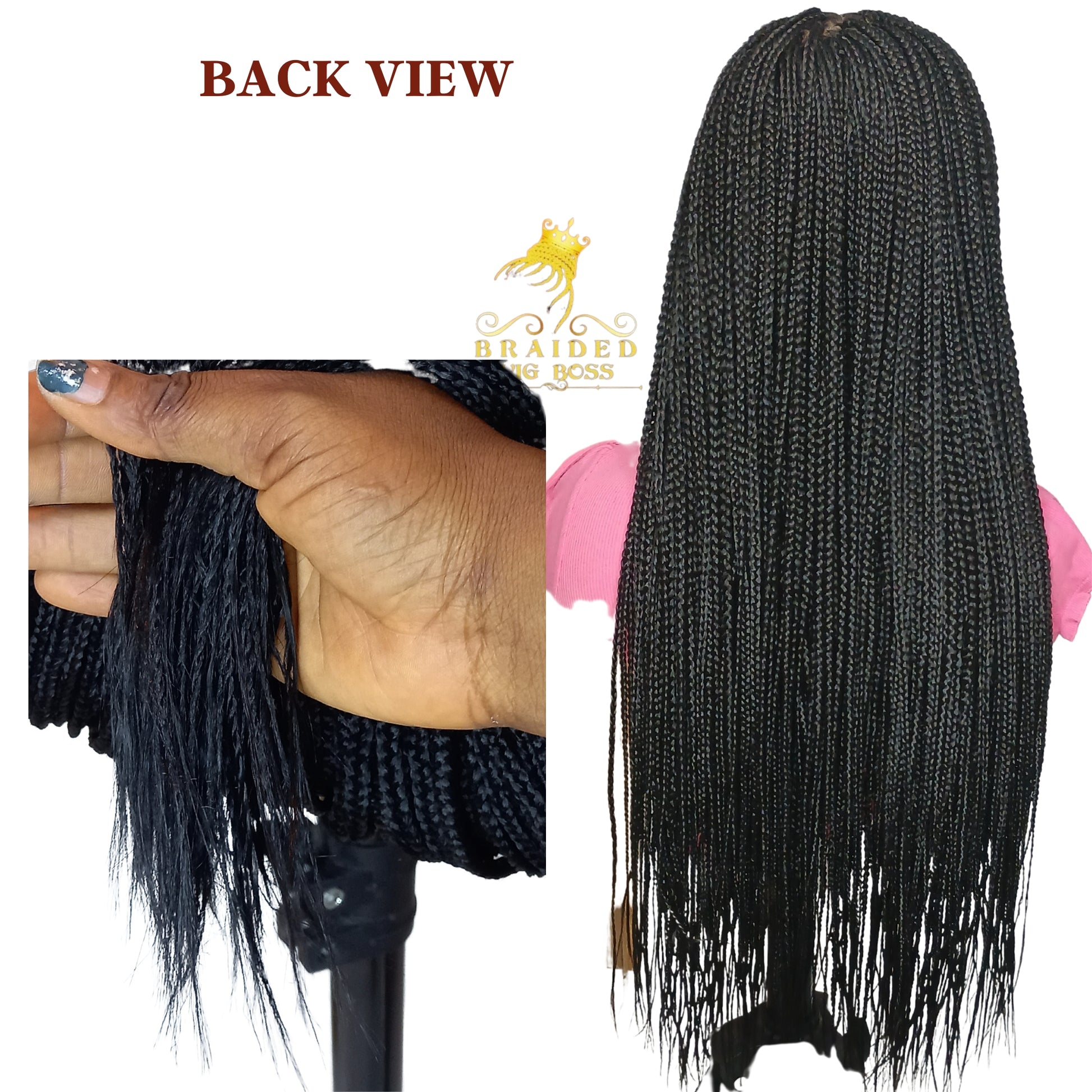 Knotless Braided Wigs For Black Women On 13*6 Braided Lace Front Wig With Human Hair Baby Hairs Color 2 Box Braid Wig Realistic Synthetic Glueless Braids - BRAIDED WIG BOSS