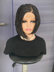Short Bob Cornrow Braided Wig – 2×6 Lace Front Braid Wig in Salt & Pepper Color | Glueless